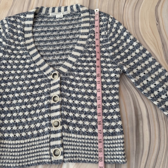 Veronica Beard Artura Cardigan Button Front Striped Blue White Size Small - $398 - Picture 15 of 16